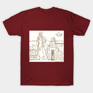 Mysterious Ruins, Airship, and Woman T-Shirt